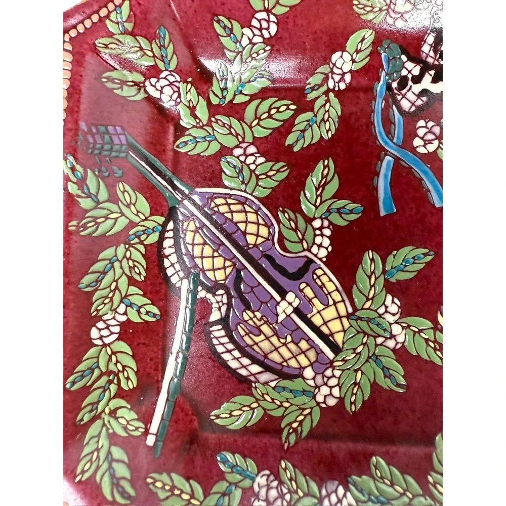Andrea by Sadek Plate Burgundy Violin Music Notes‎ Grandmillenial Vintage 8